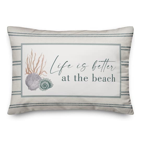 Life Is Better At The Beach Scallop & Snail Shell Throw Pillow